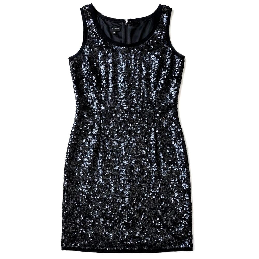 TALBOTS 100% Silk Sequins Black Dress 2 Cocktail Party Sexy Wedding Guest $299
